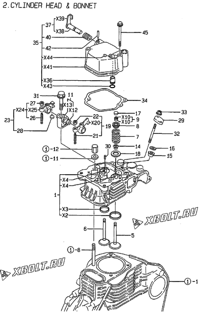  Головка блока цилиндров (ГБЦ) двигателя Yanmar L70AE-DGEB