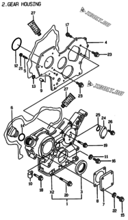  Двигатель Yanmar 3TNE78AC-KG, узел -  Корпус редуктора 