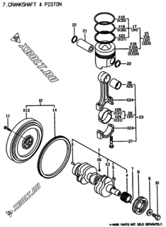  Двигатель Yanmar 3TNE78AC-KG, узел -  Коленвал и поршень 
