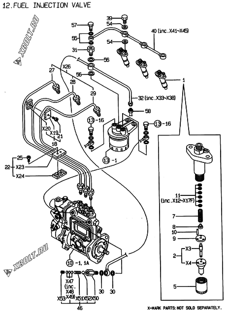 Форсунка двигателя Yanmar 3TNE78AC-EKG