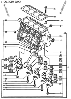  Двигатель Yanmar 4TNE84T-EHP, узел -  Блок цилиндров 