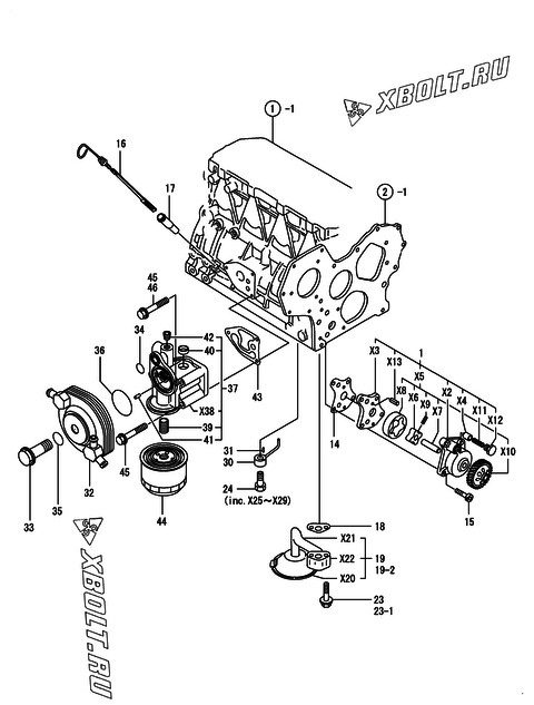 Система смазки двигателя Yanmar 4TNE84T-HP