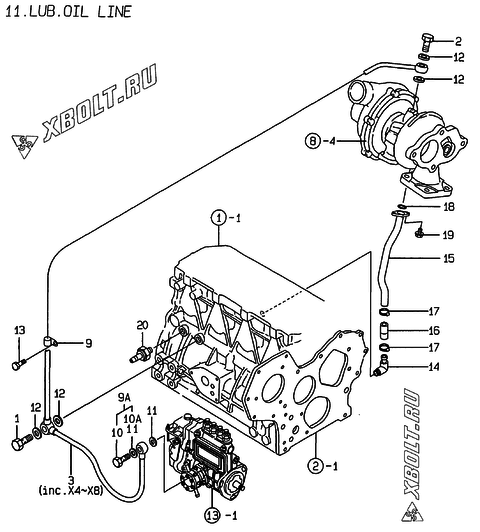  Система смазки двигателя Yanmar 4TNE84T-EHP