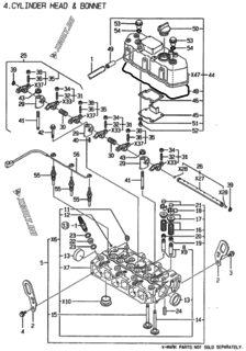  Двигатель Yanmar 3TNE74-AD, узел -  Головка блока цилиндров (ГБЦ) 