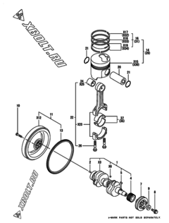  Двигатель Yanmar 3TNE74-AD, узел -  Коленвал и поршень 