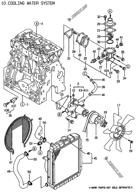  Система водяного охлаждения двигателя Yanmar 3TNE84-AD