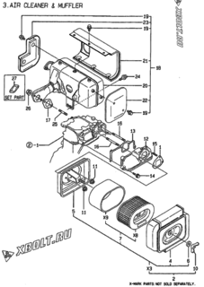  Двигатель Yanmar L100AE-DEGEB, узел -  Воздушный фильтр и глушитель 