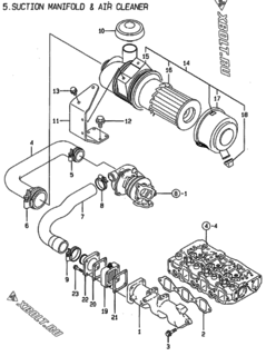  Двигатель Yanmar 3TNE84T-MD, узел -  Впускной коллектор и воздушный фильтр 