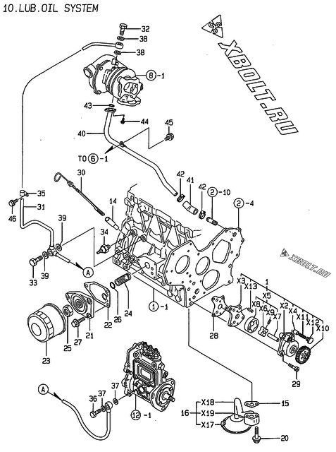  Система смазки двигателя Yanmar 3TNE84T-MD