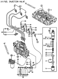  Двигатель Yanmar 3TNE84T-MD, узел -  Форсунка 
