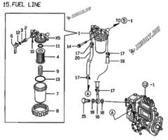  Двигатель Yanmar 3TNE84T-MD, узел -  Топливопровод 