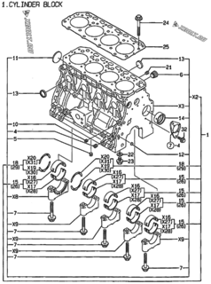  Двигатель Yanmar 4TNE84-MS, узел -  Блок цилиндров 