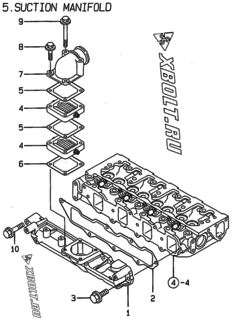  Двигатель Yanmar 4TNE84-MS, узел -  Впускной коллектор 