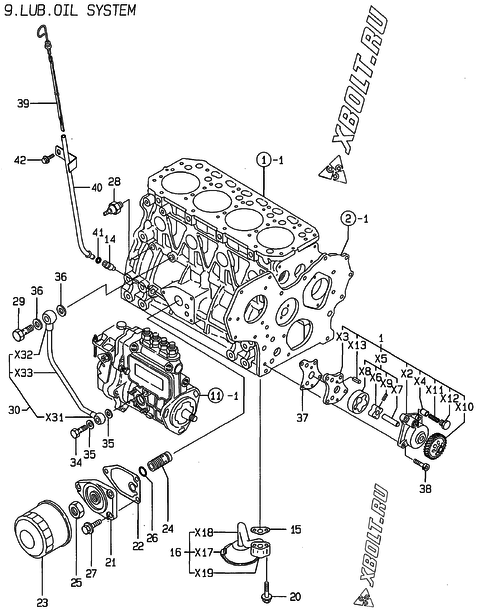  Система смазки двигателя Yanmar 4TNE84-MS