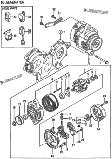  Двигатель Yanmar 2TNE68-DM, узел -  Генератор 