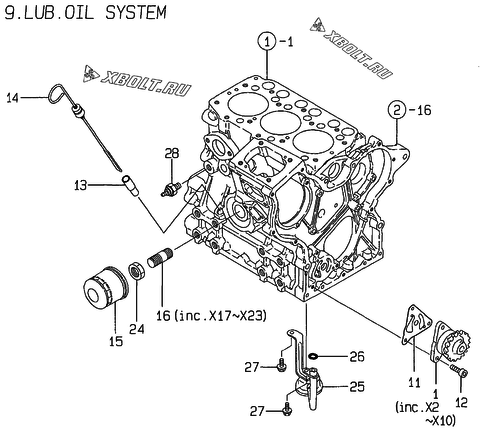  Система смазки двигателя Yanmar 3TNE68-LG4