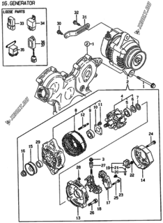  Двигатель Yanmar 2TNE68-BL, узел -  Генератор 