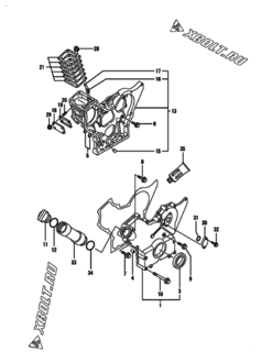  Двигатель Yanmar 3TNE74-NSR2, узел -  Корпус редуктора 