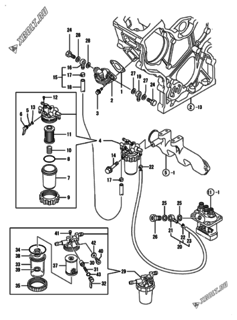  Двигатель Yanmar 3TNE74-NSR2, узел -  Топливопровод 
