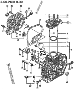  Двигатель Yanmar L70AE-DEGMA, узел -  Блок цилиндров 