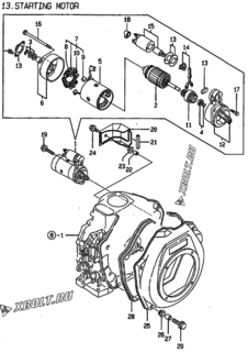  Двигатель Yanmar L70AE-DEGMA, узел -  Стартер 