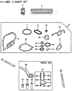  Двигатель Yanmar L70AE-DEGMA, узел -  ЯРЛЫКИ 