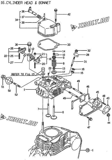  Головка блока цилиндров (ГБЦ) двигателя Yanmar L100AE-DEGMA