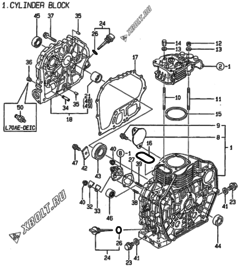  Двигатель Yanmar L70AE-DEIC, узел -  Блок цилиндров 