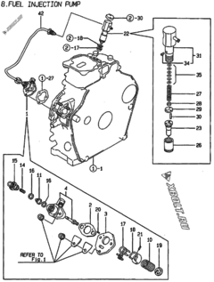  Двигатель Yanmar L70AE-DEIC, узел -  Топливный насос высокого давления (ТНВД) 