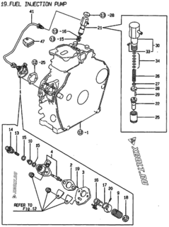  Двигатель Yanmar L100AE-DEIC, узел -  Топливный насос высокого давления (ТНВД) 