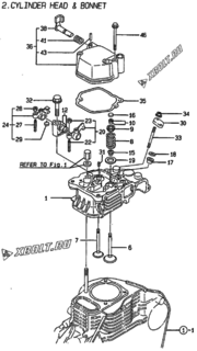  Двигатель Yanmar L70AE-DEGLE, узел -  Головка блока цилиндров (ГБЦ) 