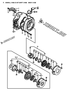  Двигатель Yanmar L70AE-DEGLE, узел -  Пусковое устройство 