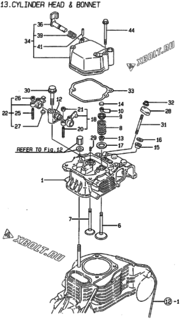 Двигатель Yanmar L100AE-DEGLE, узел -  Головка блока цилиндров (ГБЦ) 