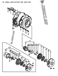  Двигатель Yanmar L100AE-DEGLE, узел -  Пусковое устройство 