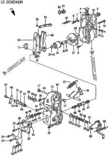  Двигатель Yanmar 4TNE94-HLB, узел -  Регулятор оборотов 