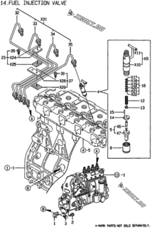  Двигатель Yanmar 4TNE94-HLB, узел -  Форсунка 