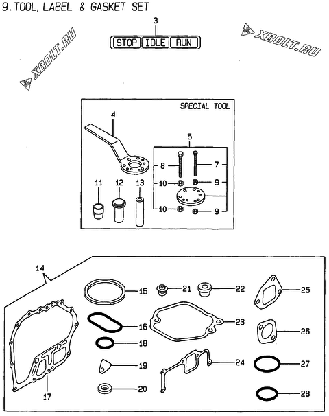  Инструменты, шильды и комплект прокладок двигателя Yanmar L100AE-DEGMO