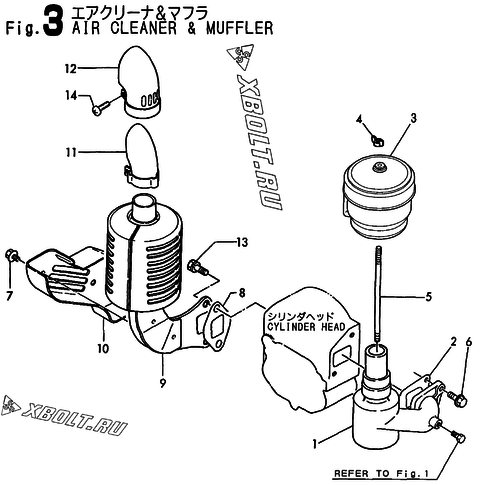  Воздушный фильтр и глушитель двигателя Yanmar NFAD6-LIKFW