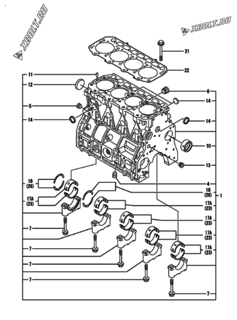  Двигатель Yanmar 4TNE98-NSR, узел -  Блок цилиндров 
