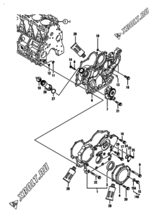  Двигатель Yanmar 4TNE98-NSR, узел -  Корпус редуктора 