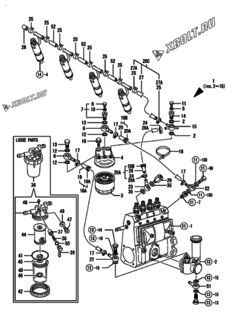  Двигатель Yanmar 4TNE98-NSR, узел -  Топливопровод 