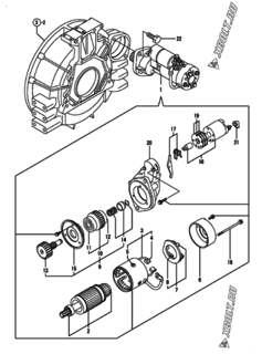  Двигатель Yanmar 4TNE98-NSR, узел -  Стартер 