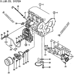  Двигатель Yanmar 3TNE88-PG, узел -  Система смазки 
