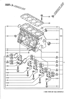  Двигатель Yanmar 4TNE88-PG, узел -  Блок цилиндров 