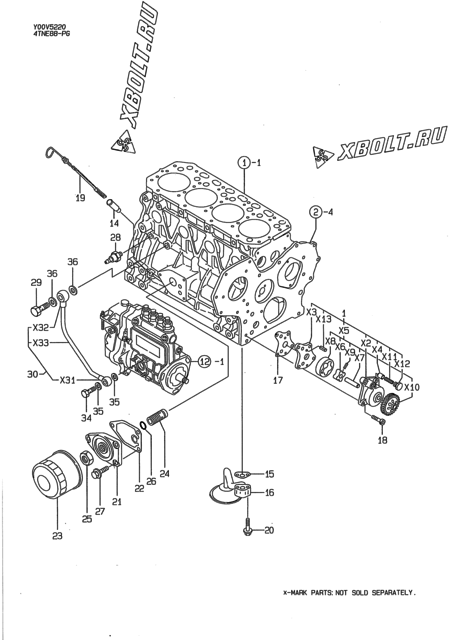  Система смазки двигателя Yanmar 4TNE88-PG