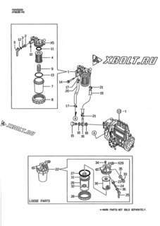  Двигатель Yanmar 4TNE88-PG, узел -  Топливопровод 