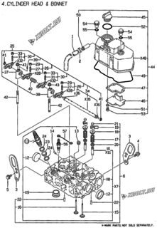  Двигатель Yanmar 2TNE68-LW, узел -  Головка блока цилиндров (ГБЦ) 