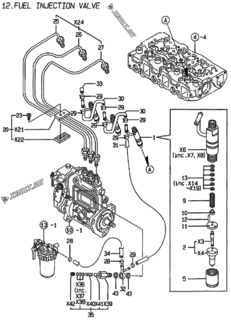  Двигатель Yanmar 3TNE84-KG2, узел -  Форсунка 