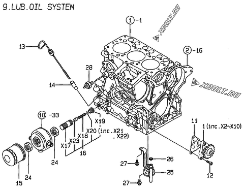  Система смазки двигателя Yanmar 3TNE68C-KG2