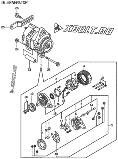  Двигатель Yanmar 3TNE68C-KG2, узел -  Генератор 